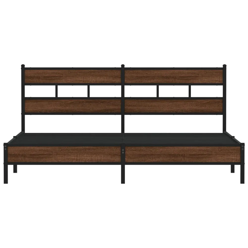 Estrutura cama sem colchão 193x203 cm metálico carvalho castanho