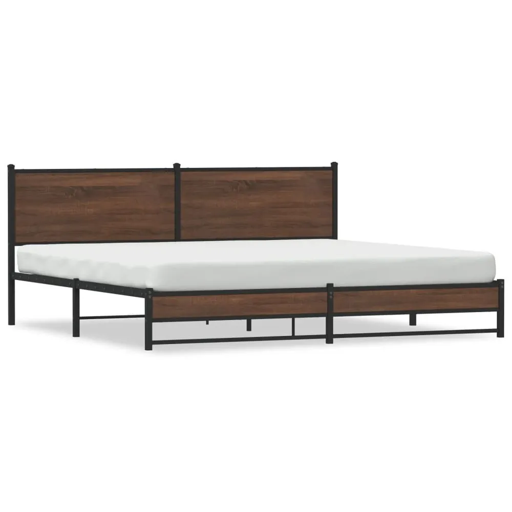 Estrutura cama sem colchão 193x203 cm metálico carvalho castanho