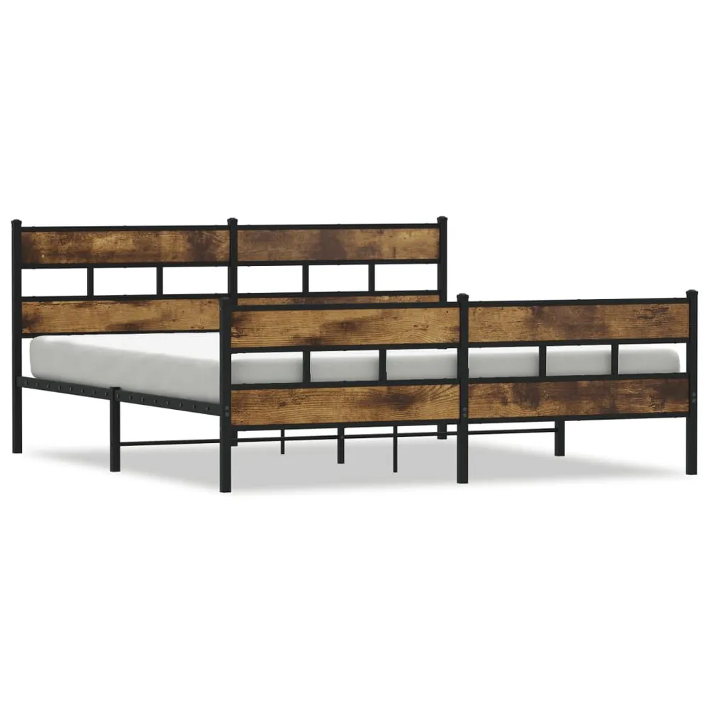 Estrutura de cama sem colchão 193x203cm metálico carvalho fumado