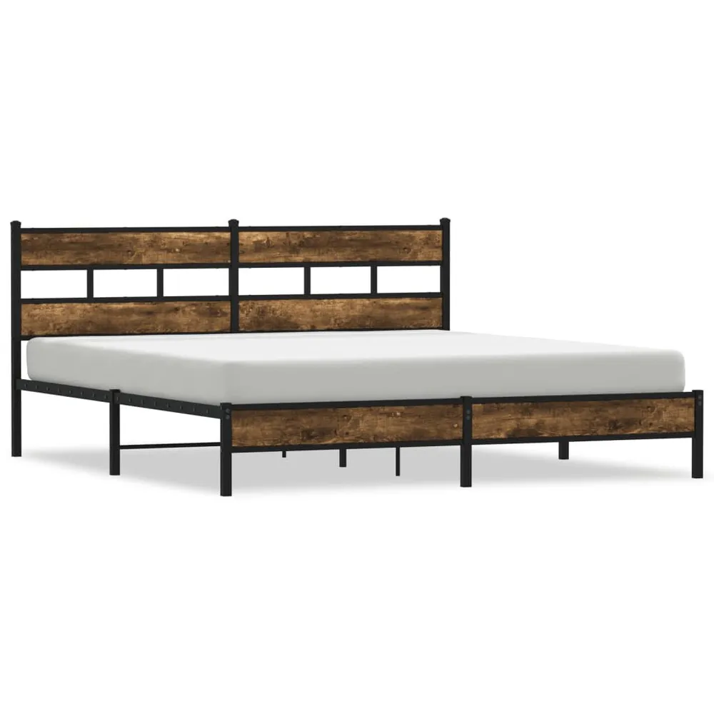 Estrutura de cama sem colchão 193x203cm metálico carvalho fumado