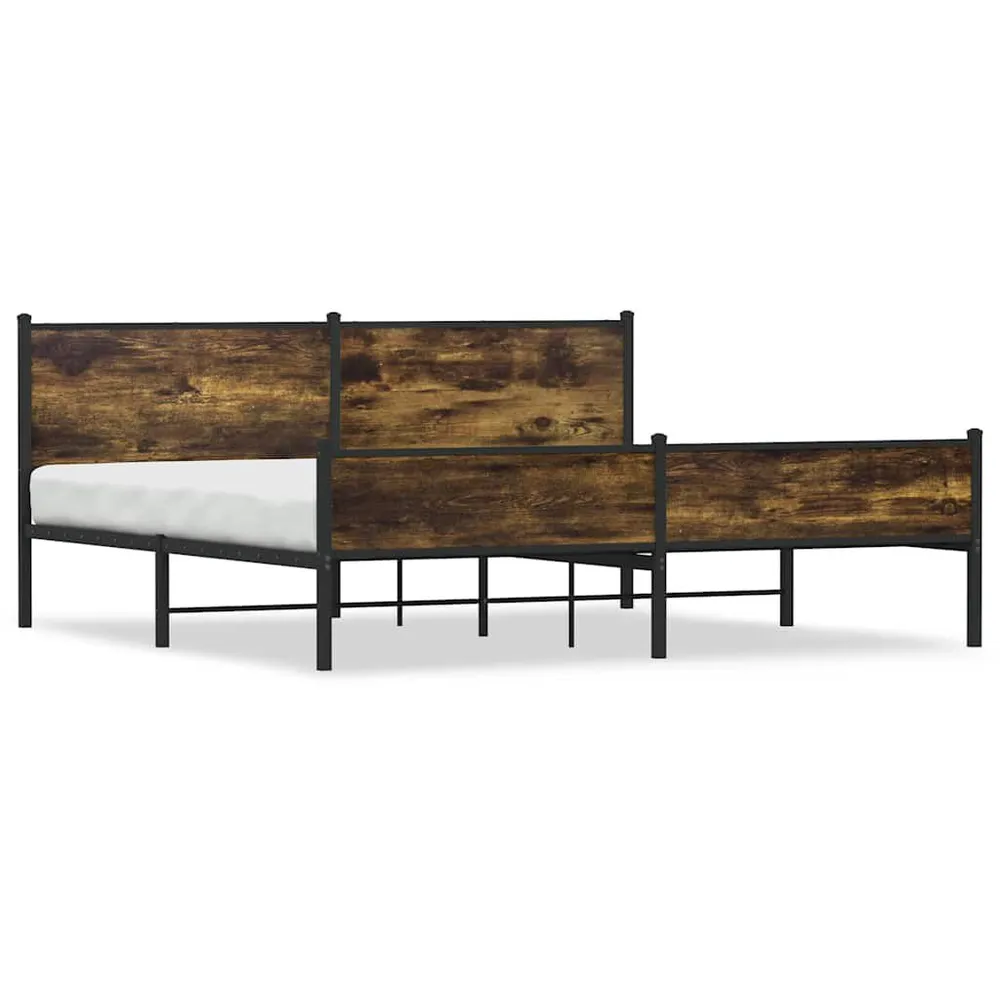 Estrutura de cama sem colchão 193x203cm metálico carvalho fumado