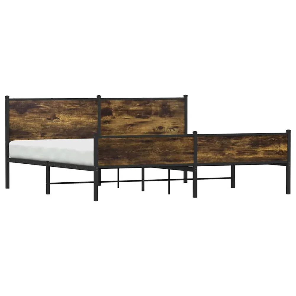 Estrutura de cama sem colchão 193x203cm metálico carvalho fumado