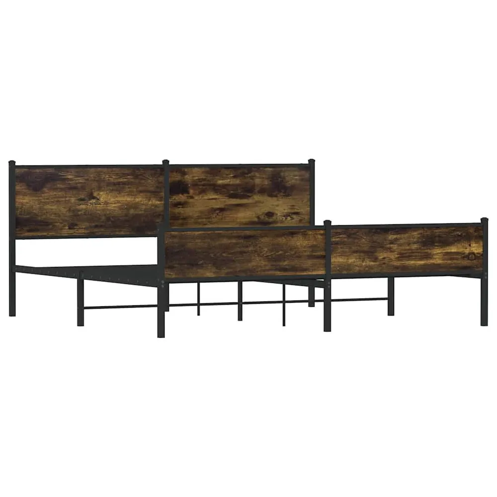 Estrutura de cama sem colchão 193x203cm metálico carvalho fumado