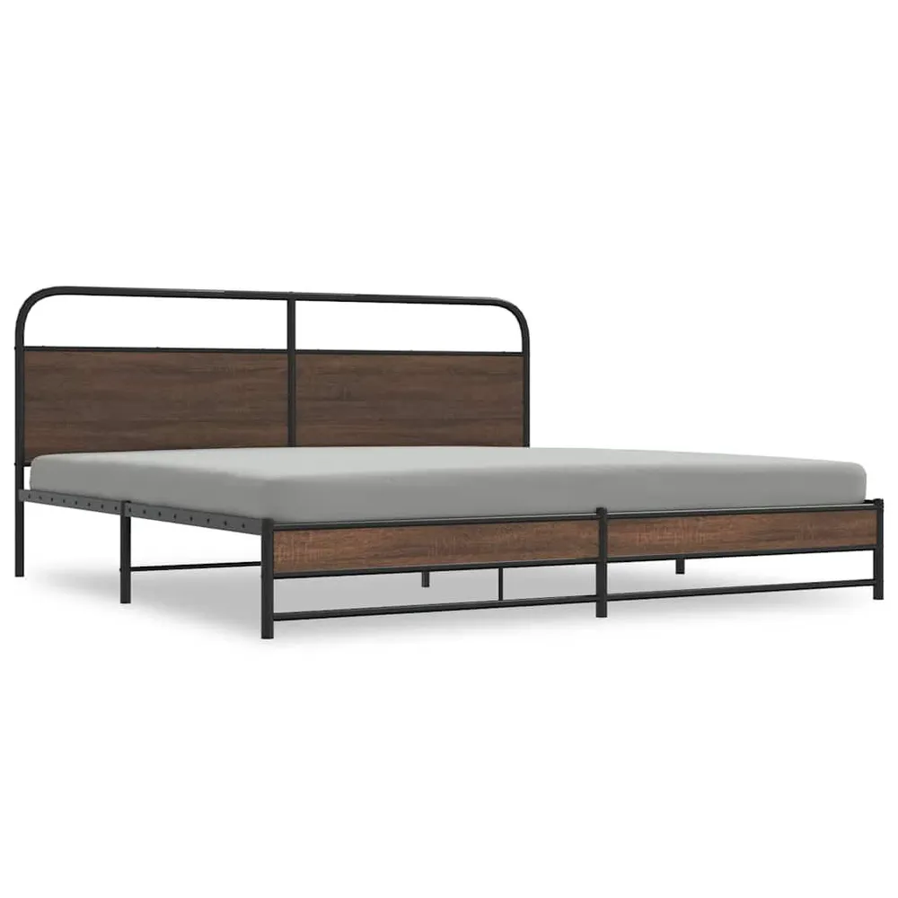 Estrutura cama sem colchão 200x200cm metálico carvalho castanho