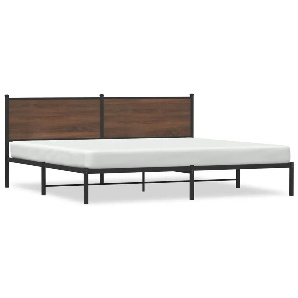 Estrutura cama sem colchão 200x200cm metálico carvalho castanho