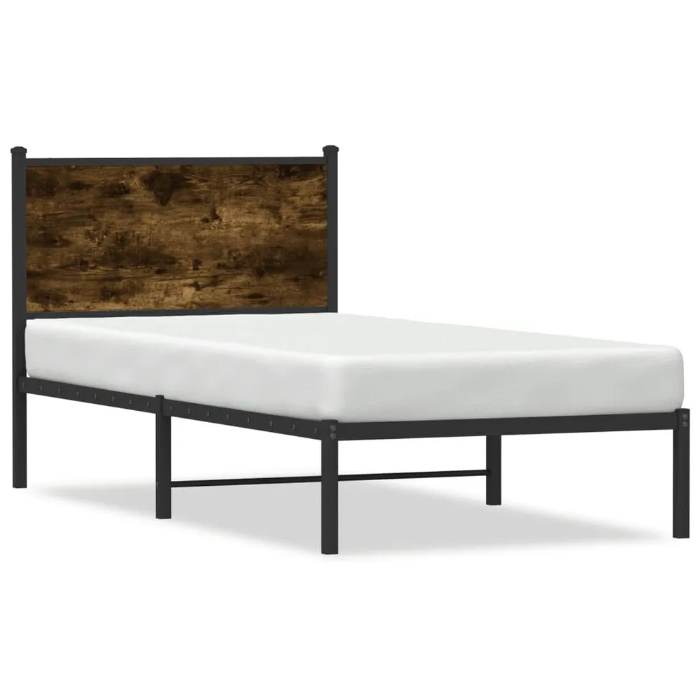 Estrutura de cama sem colchão 90x190 cm metálico carvalho fumado