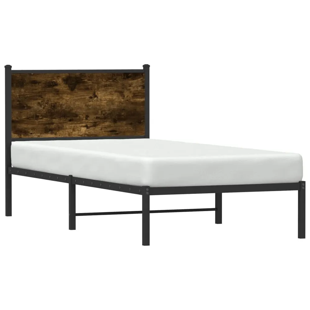 Estrutura de cama sem colchão 90x190 cm metálico carvalho fumado
