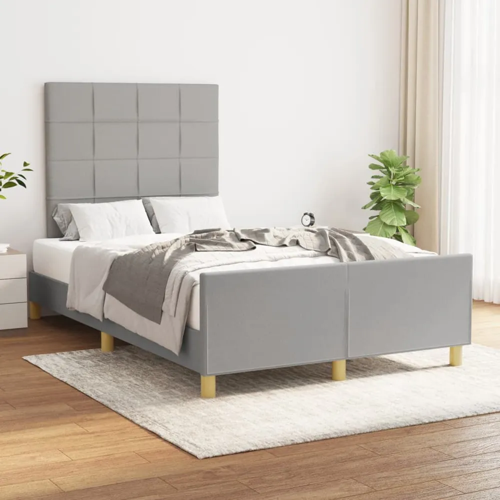 Estrutura de cama sem colchão cinza nítido tecido