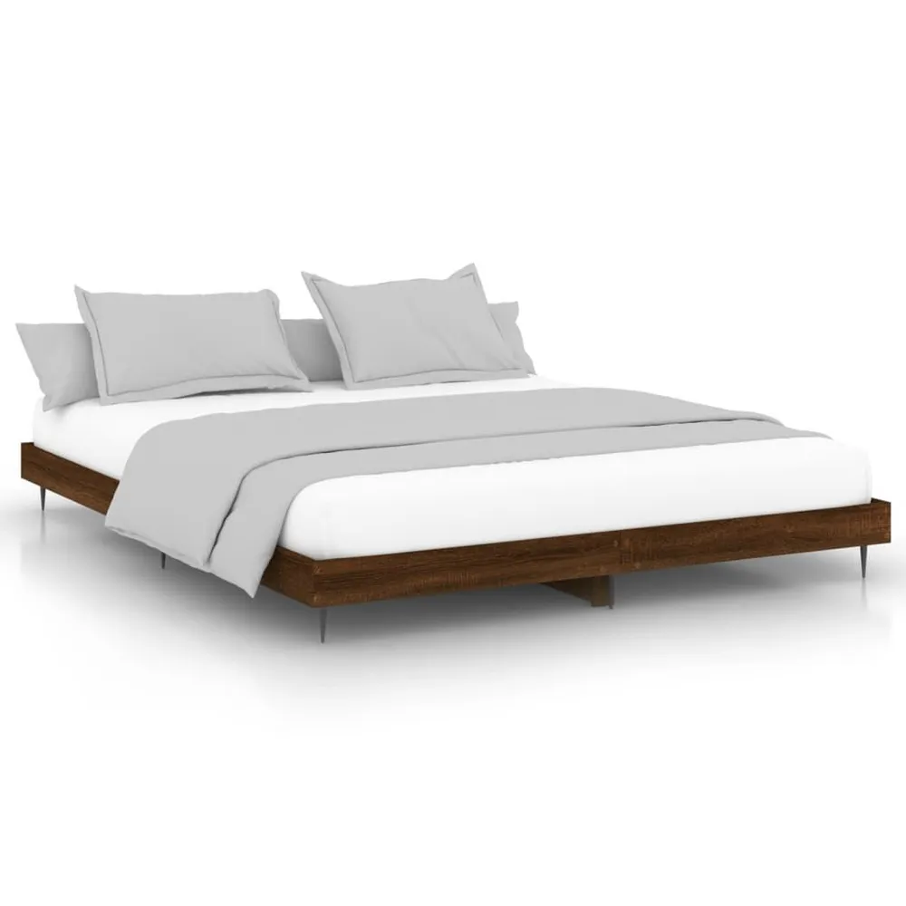 Estrutura de cama sem colchão deriv. madeira carvalho castanho
