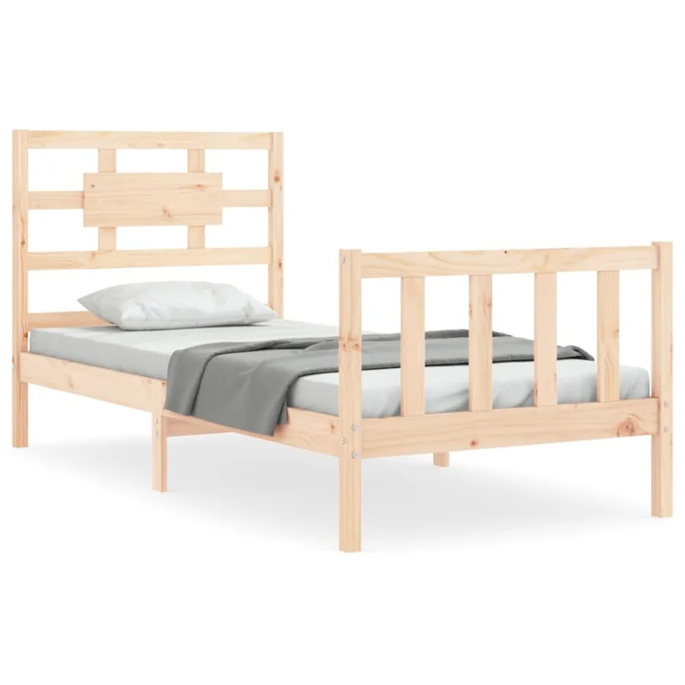 Estrutura cama de solteiro com cabeceira madeira maciç