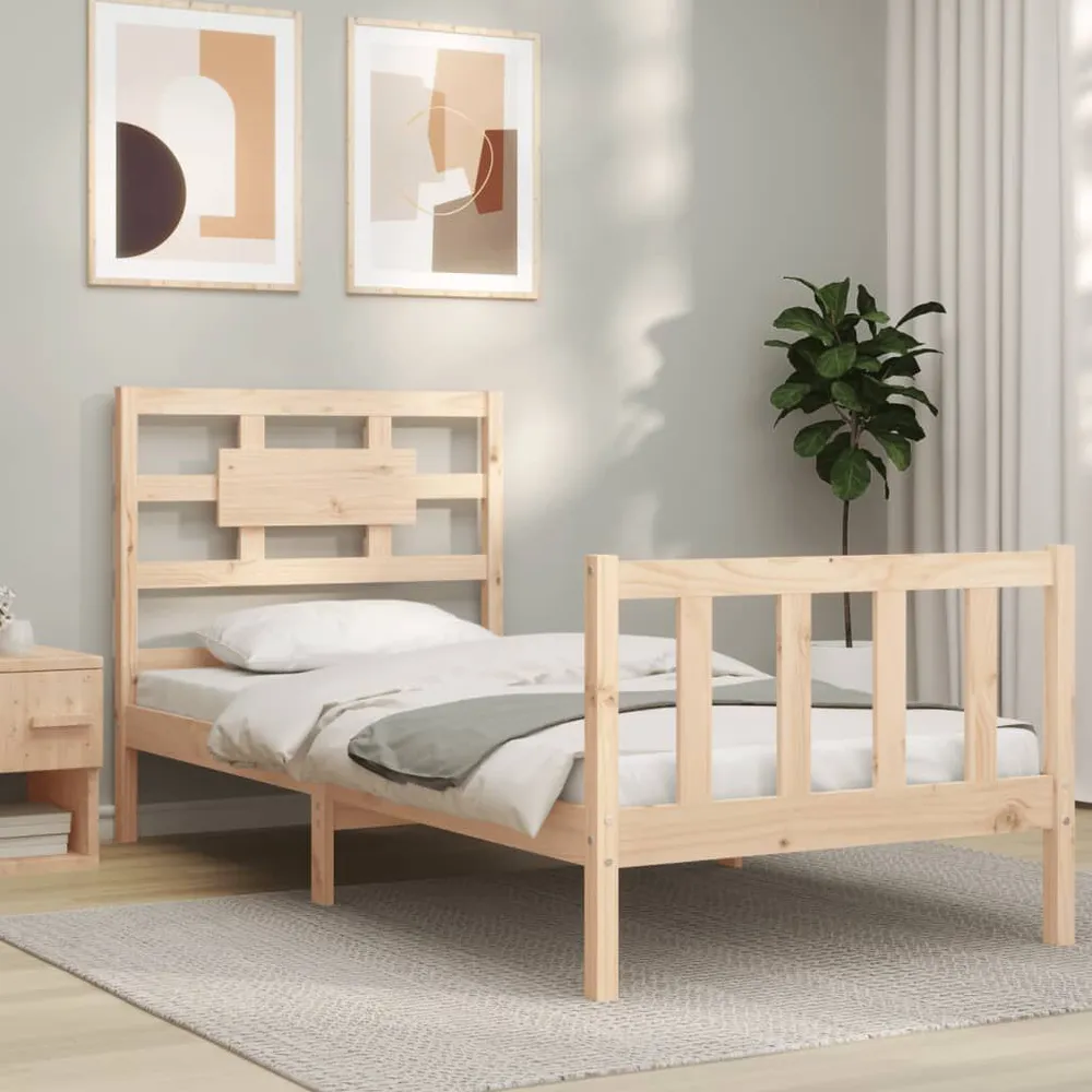 Estrutura cama de solteiro com cabeceira madeira maciç