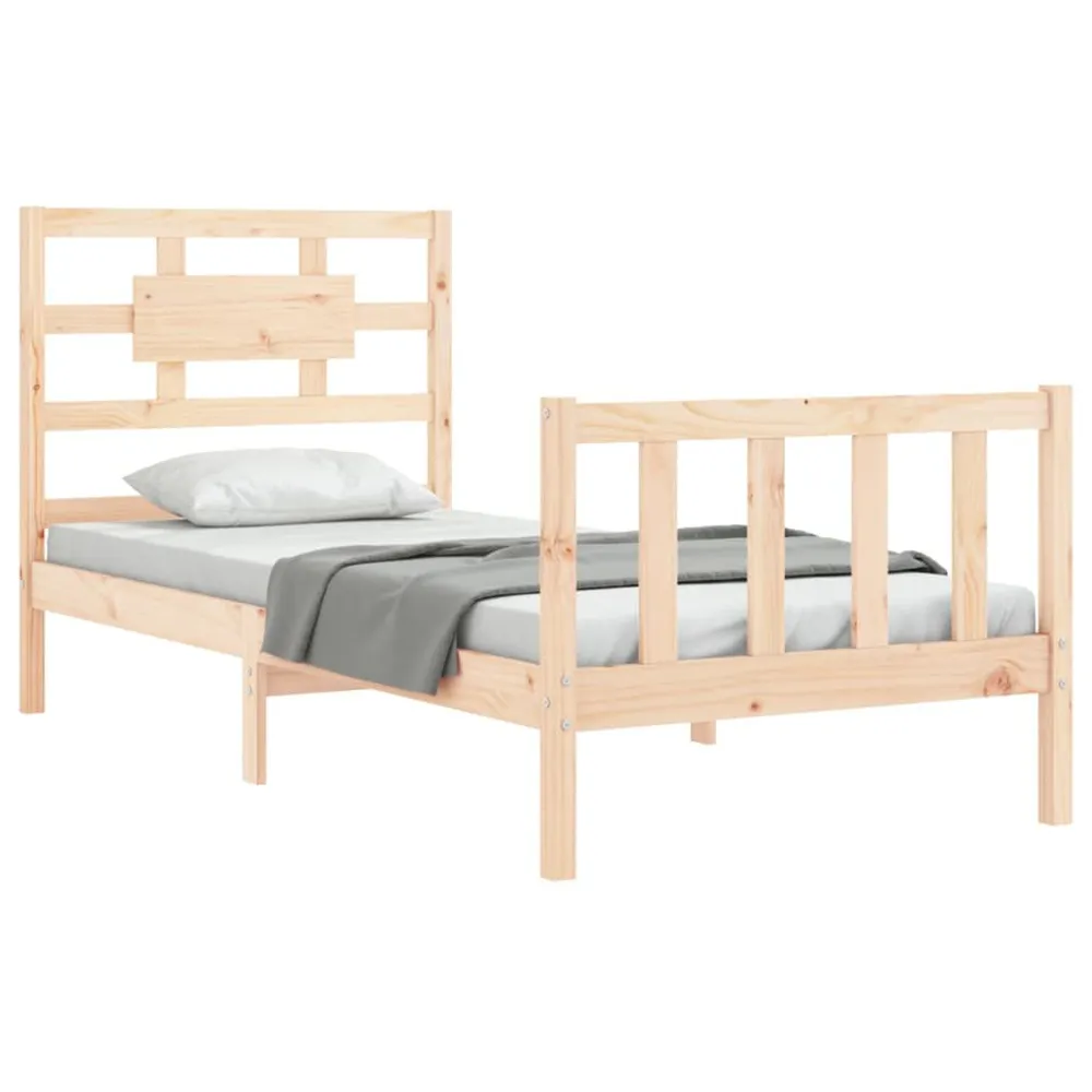 Estrutura cama de solteiro com cabeceira madeira maciç