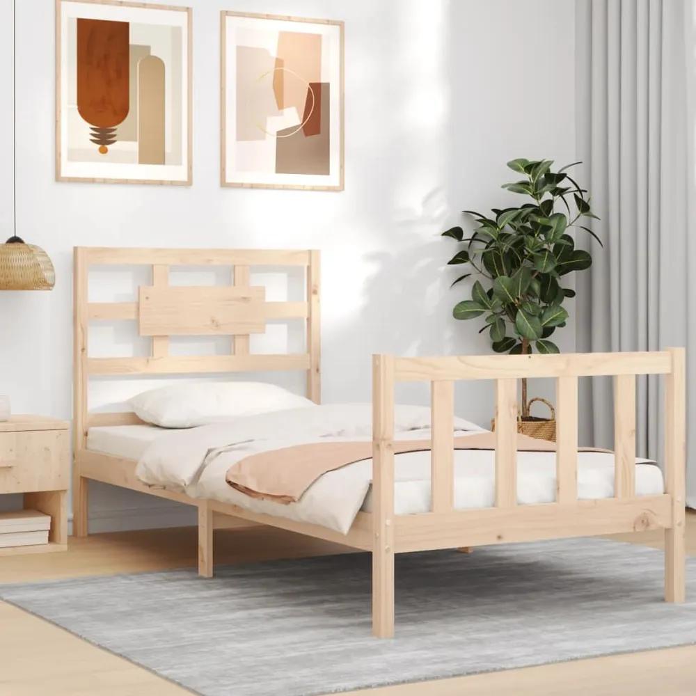 Estrutura cama de solteiro com cabeceira madeira maciç