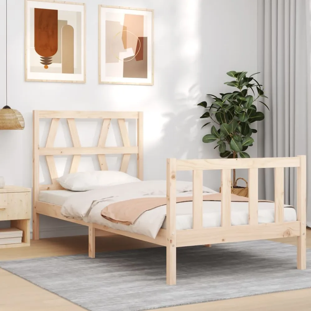 Estrutura cama de solteiro com cabeceira madeira maciç