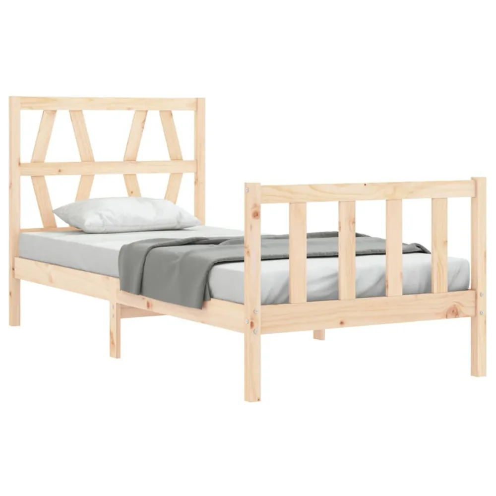 Estrutura cama de solteiro com cabeceira madeira maciç
