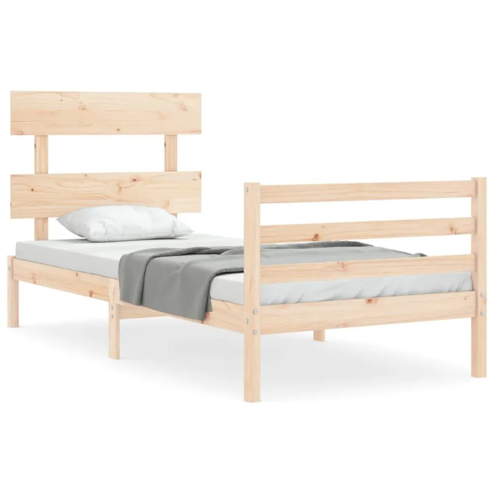 Estrutura cama de solteiro com cabeceira madeira maciç