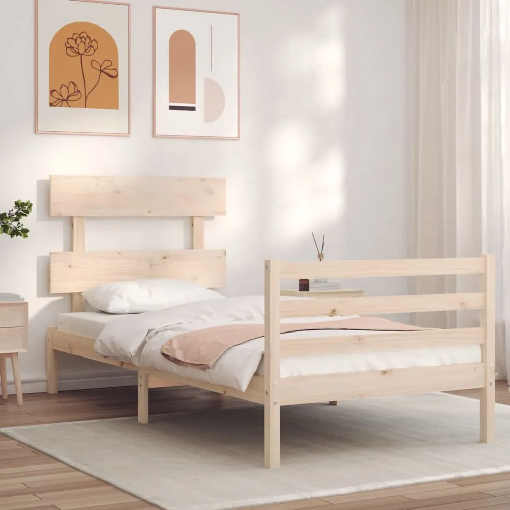 Estrutura cama de solteiro com cabeceira madeira maciç