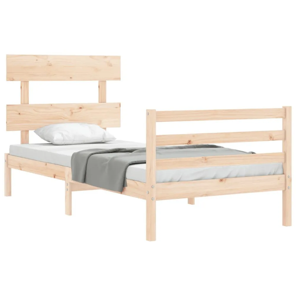 Estrutura cama de solteiro com cabeceira madeira maciç