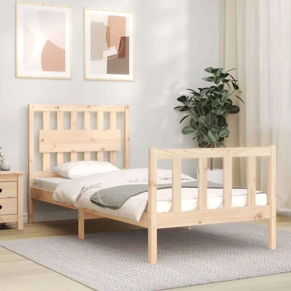 Estrutura cama de solteiro com cabeceira madeira maciç