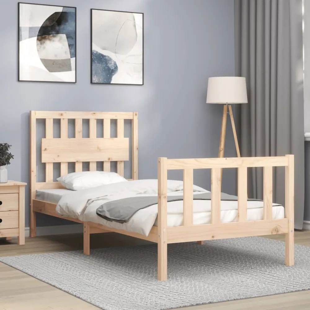 Estrutura cama de solteiro com cabeceira madeira maciç