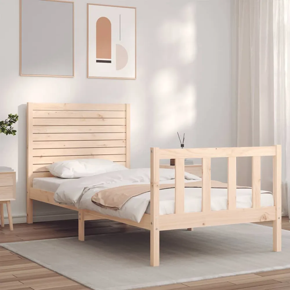 Estrutura cama de solteiro com cabeceira madeira maciç