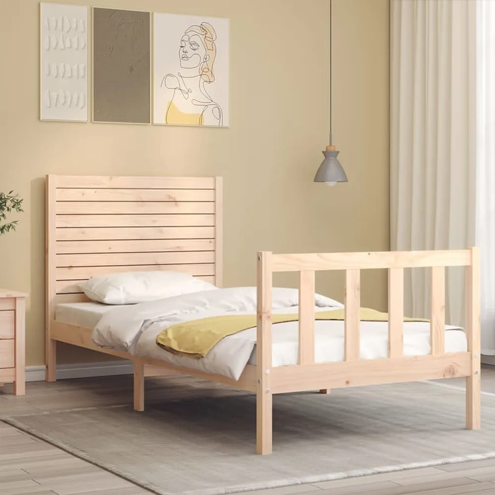 Estrutura cama de solteiro com cabeceira madeira maciç
