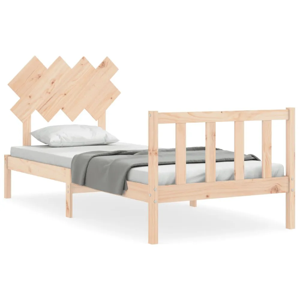 Estrutura cama de solteiro com cabeceira madeira maciç