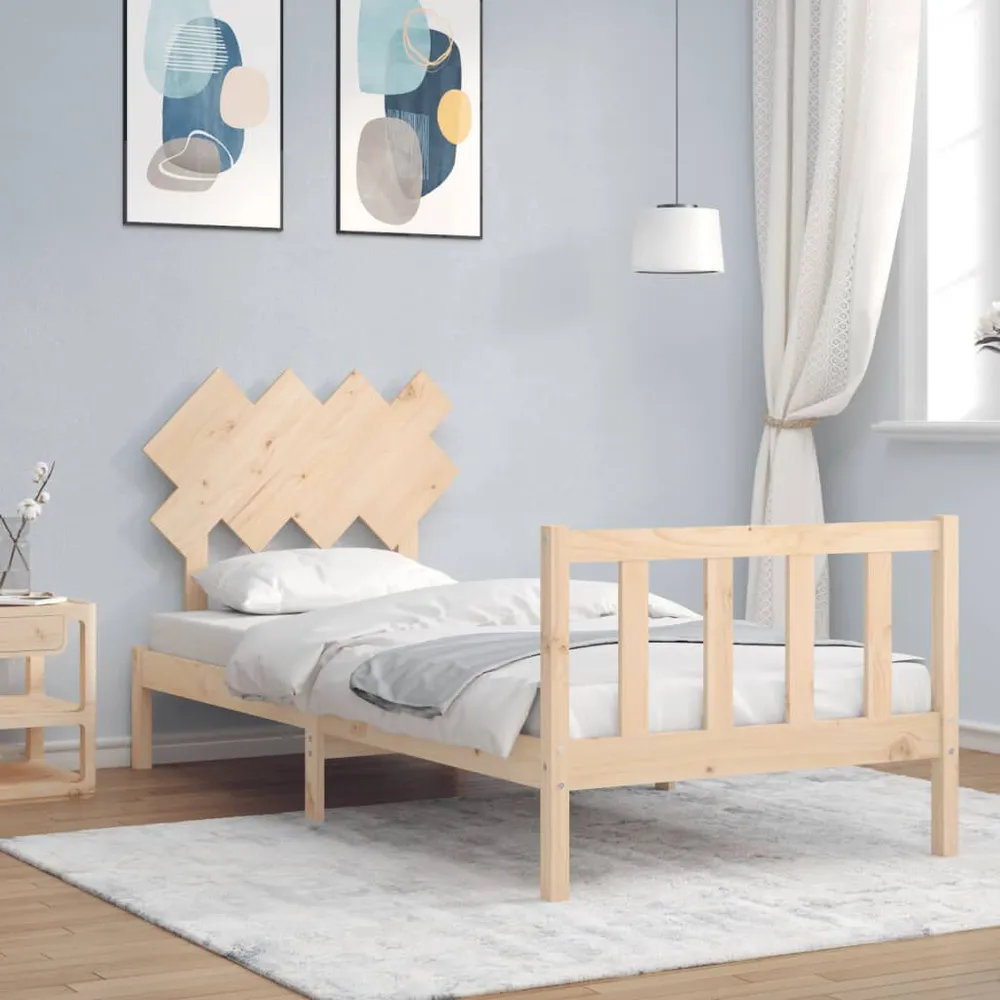 Estrutura cama de solteiro com cabeceira madeira maciç