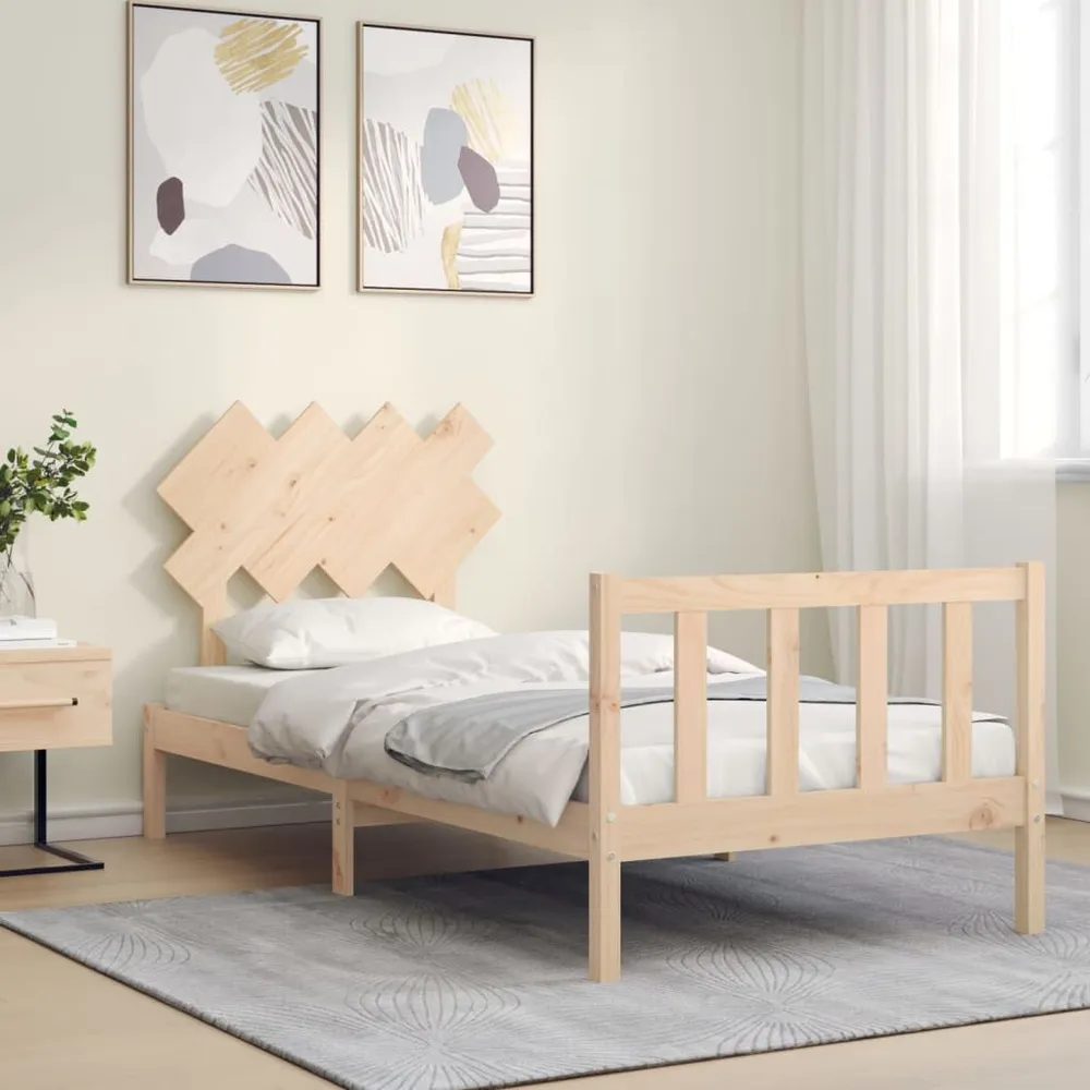 Estrutura cama de solteiro com cabeceira madeira maciç