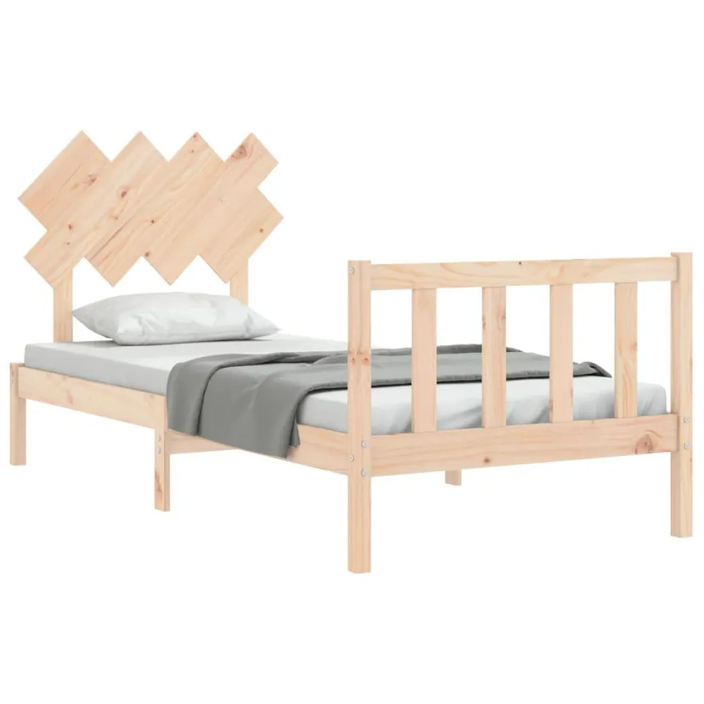 Estrutura cama de solteiro com cabeceira madeira maciç