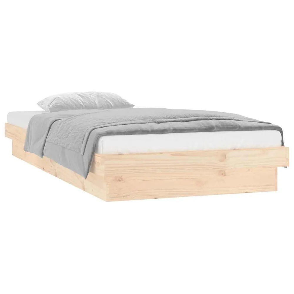 Estrutura de cama de solteiro com LED 90x190 cm madeira maciç
