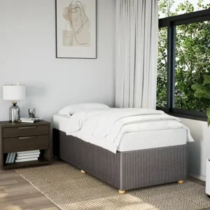 Estrutura de cama em tecido 80x200 cm cinzento-acastanhado