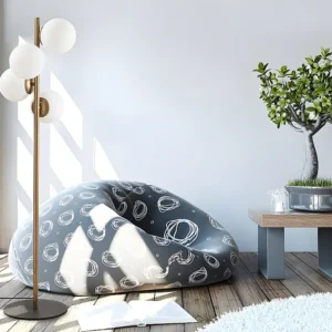 Candeeiro de pé em metal e vidro 4 globos FAZE - . 130 cm - Dourado e branco OZAIA
