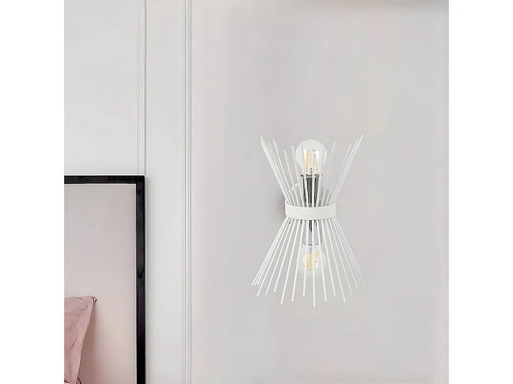 Candeeiro de Parede Belluno, Branco, Cromado, 22 x 15 x 32 cm, EPIKASA