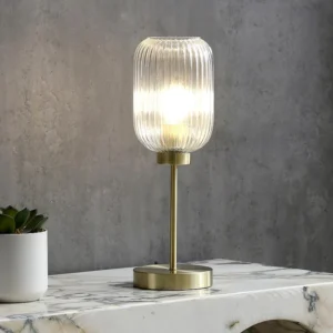 Candeeiro de mesa vintage metal e vidro D14 x A43,5 cm dourado - LOUXOR OZAIA
