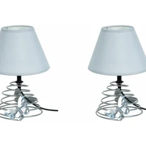 Abajur TOSEL LUSA LT2 tecido geométrico preto D18 x H29 cm