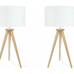 Abajur TOSEL MALMO LT2 tecido tripé branco D30 x H56 cm