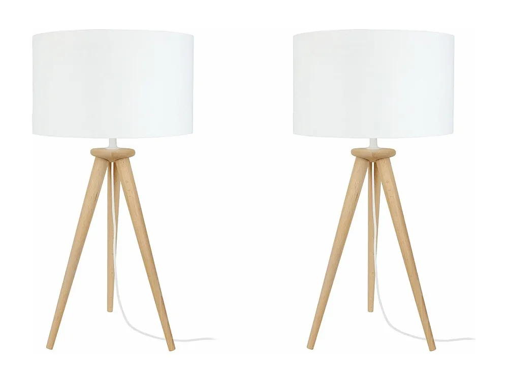 Abajur TOSEL MALMO LT2 tecido tripé branco D30 x H56 cm