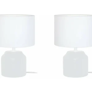 Abajur TOSEL RACHEL LT2 tecido oval branco D16 x H22 cm