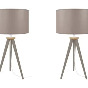Candeeiro de mesa TOSEL HOD B LT2 tecido coluna cru D30 x H56 cm