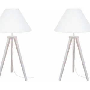 Candeeiro de mesa TOSEL VILI LT2 tecido coluna cru D30 x H54 cm