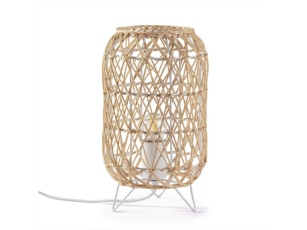 Luminária de mesa Yoki de vime natural, diâmetro 18,5 cm. VS Venta-stock