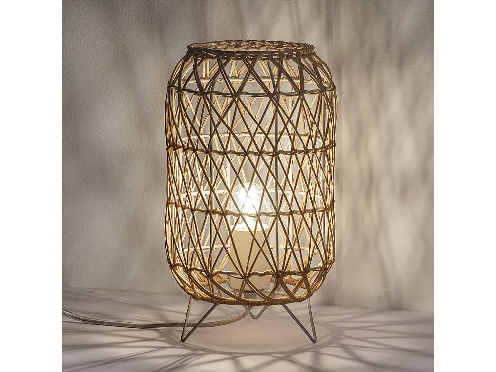 Luminária de mesa Yoki de vime natural, diâmetro 18,5 cm. VS Venta-stock