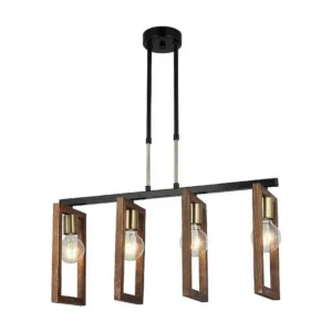 Candeeiro Suspenso Como, Dourado, Preto, Madeira, 67 x 17 x 91 cm, EPIKASA