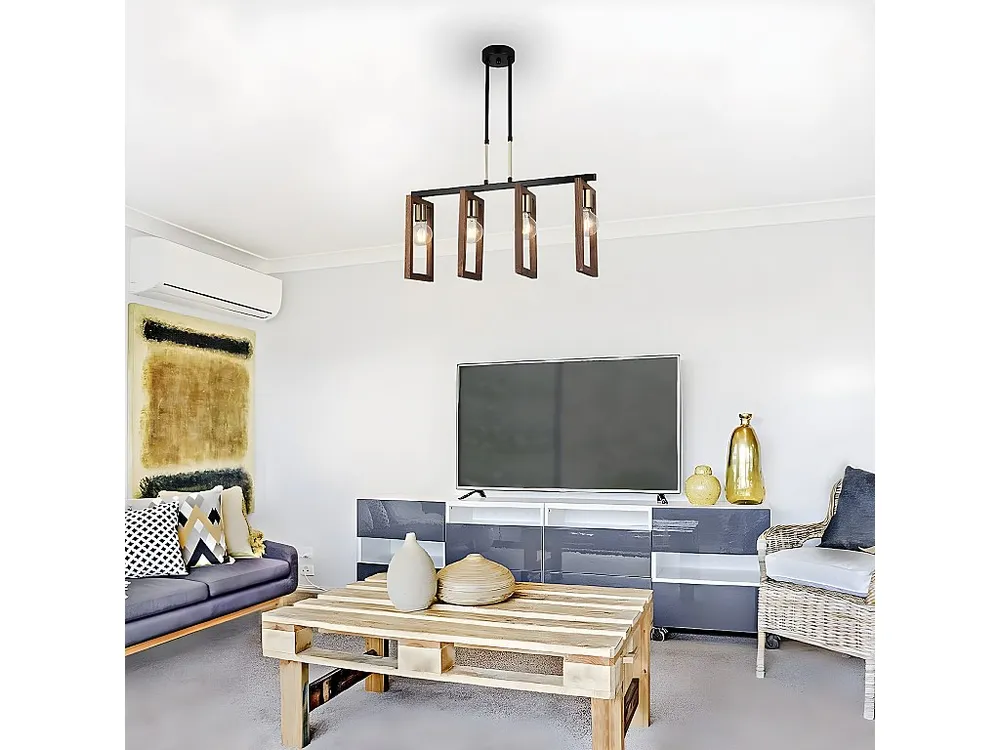 Candeeiro Suspenso Como, Dourado, Preto, Madeira, 67 x 17 x 91 cm, EPIKASA