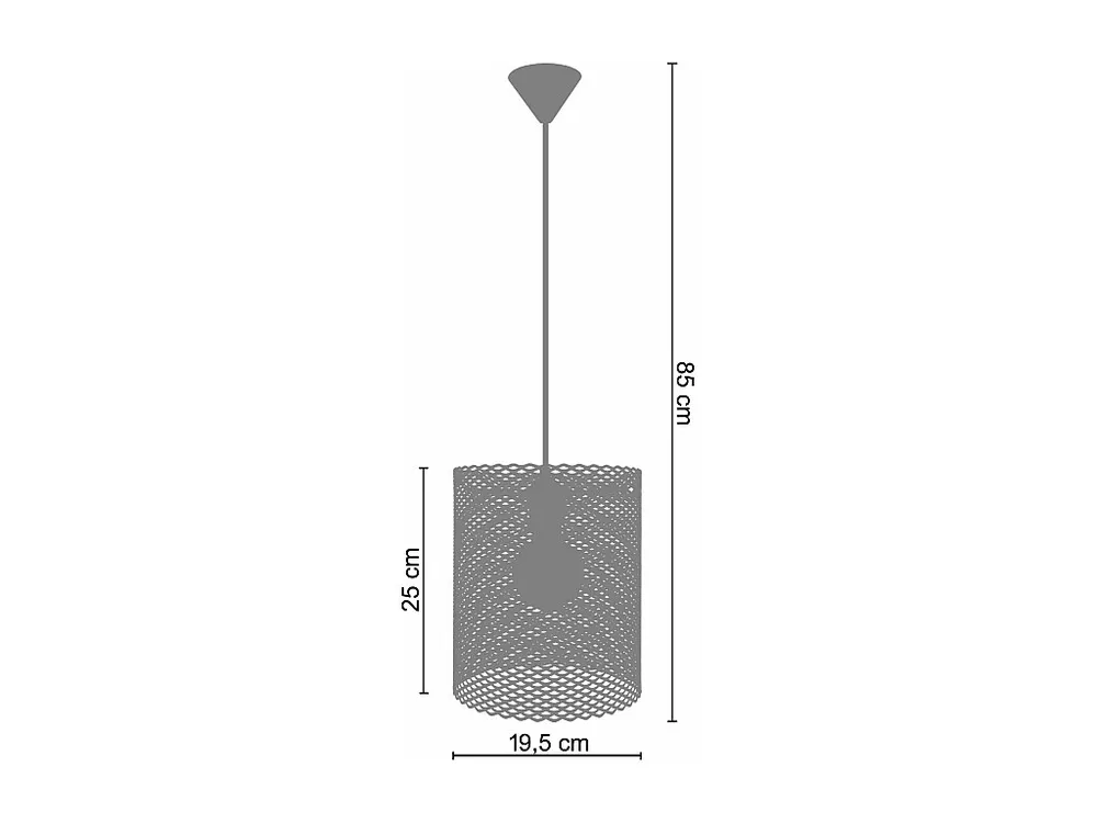 Suspensão TOSEL ADONIS metal cilindro amarelo D19,5 x H85 cm