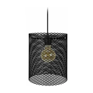 Suspensão TOSEL ADONIS metal cilindro preto D19,5 x H85 cm