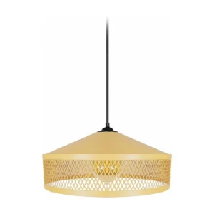 Suspensão TOSEL ADONIS metal cúpula amarelo D33 x H70 cm