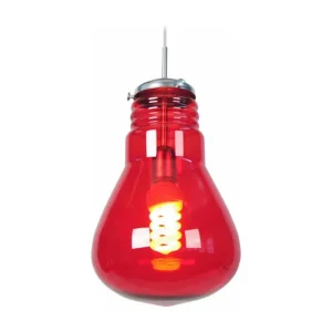 Suspensão TOSEL AMPOULES vidro abaulado vermelho D28 x H88 cm