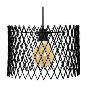 Suspensão TOSEL ASTER metal cilindro preto D19,5 x H85 cm